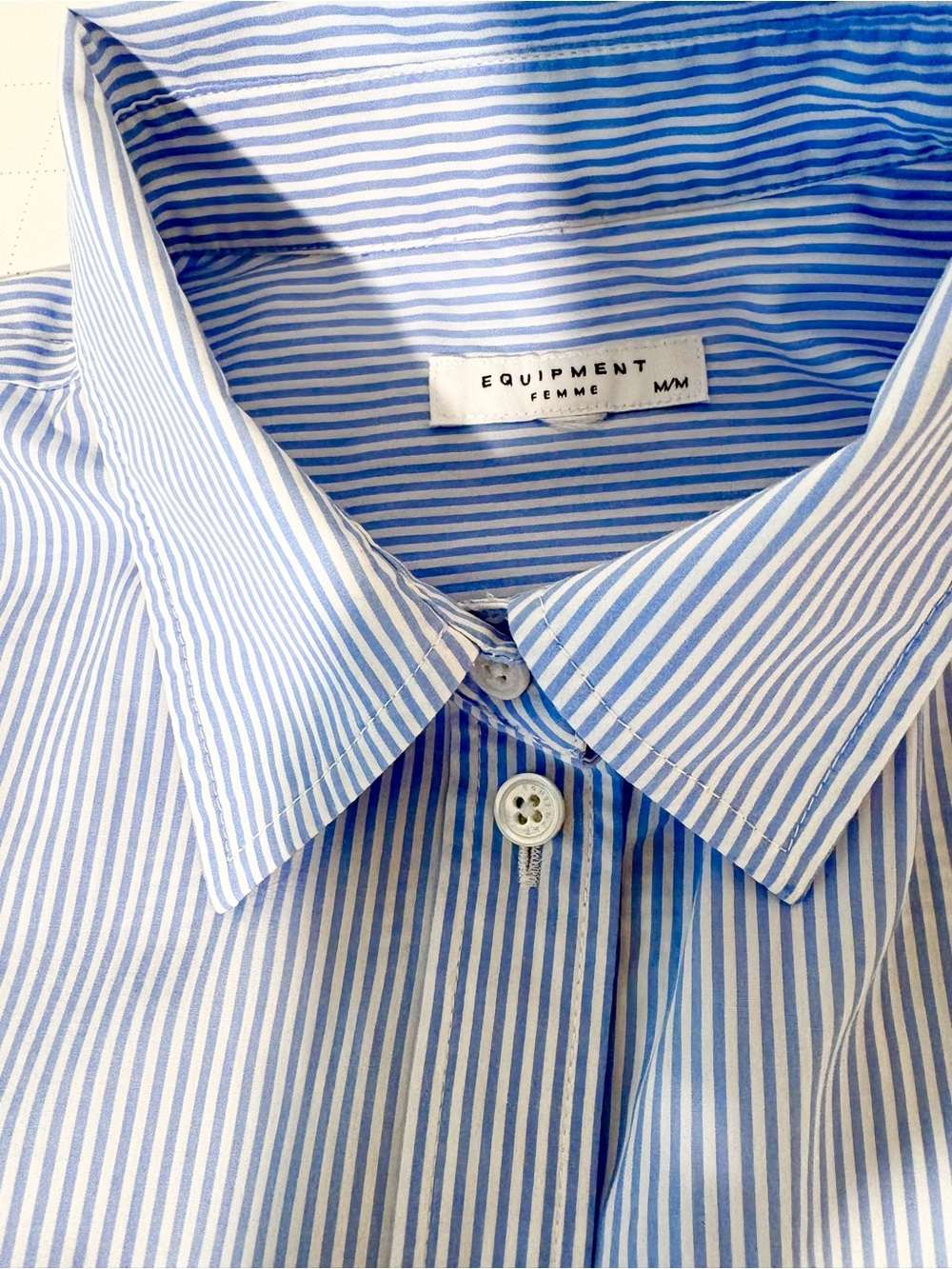Equipment Light Blue & White Striped Dress Shirt